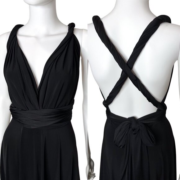 Dessy Group Maracaine Jersey Twist Wrap Convertible Cocktail Dress in Black - Picture 4 of 16